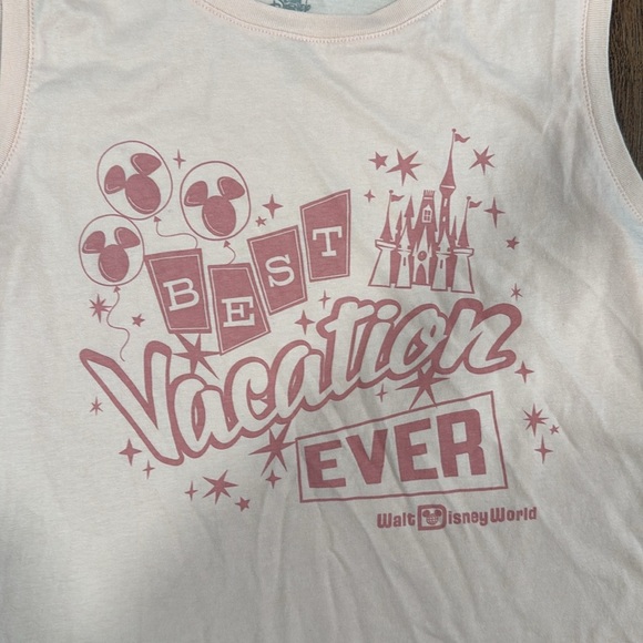Disney World Best Vacation Ever Tank Top Pink Peach Castle Sleeveless Flowy - Picture 2 of 6